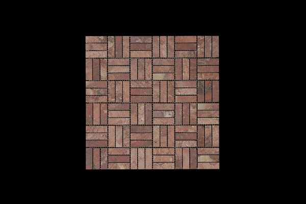 Rosso Chocolate Block Mosaic DK048 Honed