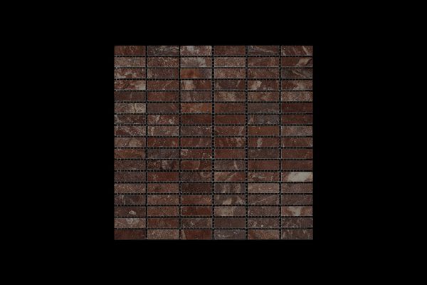 Rosso Chocolate  Dark - Nimbus  Small Linear Mosaic DK 598 POLISHED