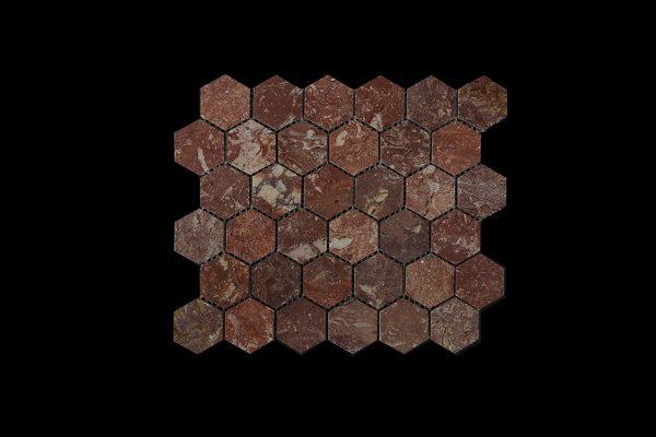 Rosso Chocolate Hexagonal Mosaic DK003 POLISHED