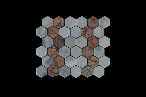 White C & Mega R  - Hexagonal Mosaic DK003 Honed